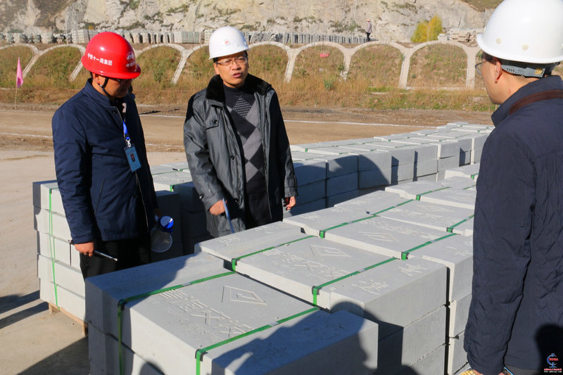 圖2、王增賢總工程師（左二）高度評(píng)價(jià)預(yù)制塊成品.JPG